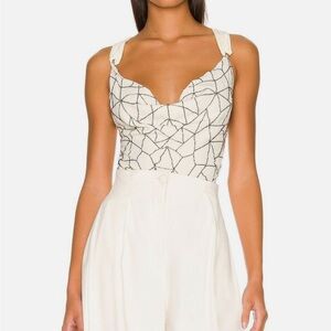 170.FREE PEOPLE NWT White and Black Patterned Top